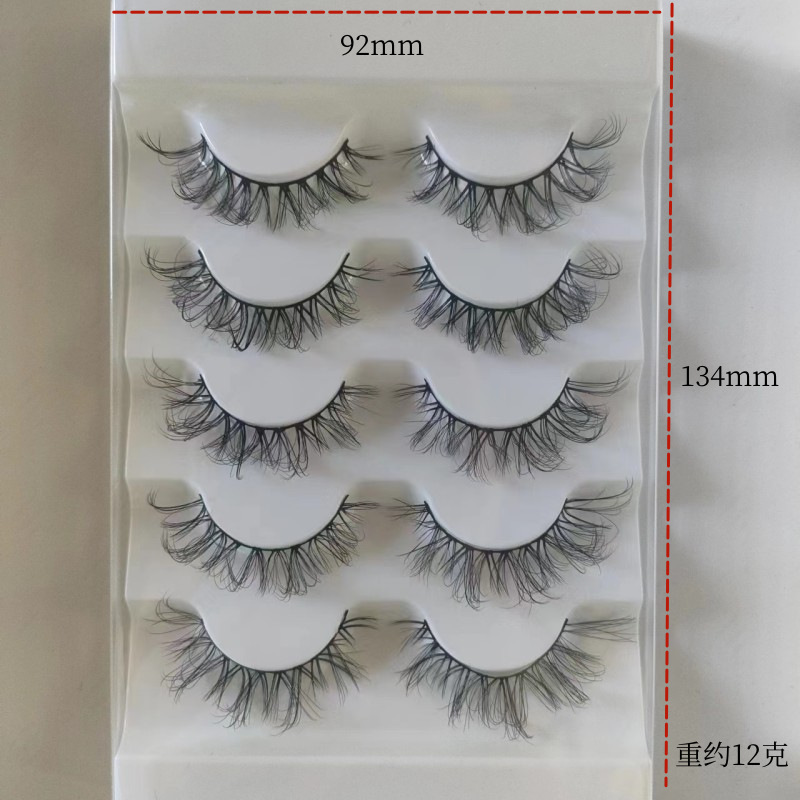 Suministro directo de fábrica transfronteriza natural larga Cruz gruesa japonés 3D afilado tallo transparente Luna doblar pestañas postizas