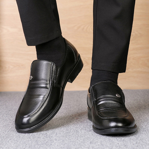 [First Layer Cowhide] Men's Leather Shoes Spring Genuine Leather Business Formal Wear Men's Middle-aged and Elderly Set-Toe Dad Breathable Men's Shoes