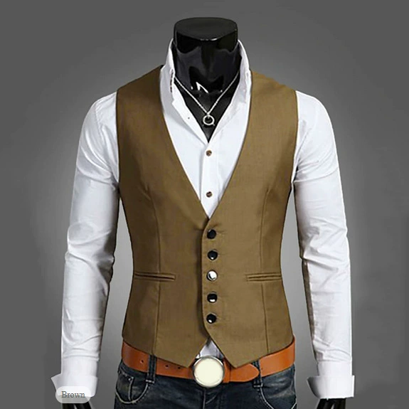 Внешняя торговля Новый мужской V-образный жилет модный облегающий жилет повседневная мужская куртка без рукавов