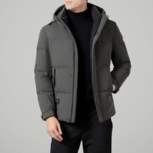 2025冬季品牌连帽羽绒服中老年男士休闲加厚爸爸装白鸭绒保暖外套