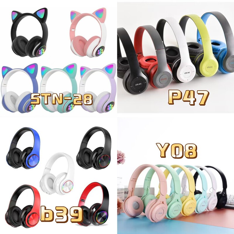 Cross-Border Popular B39 Head-Mounted Bluetooth Headset P47 Y08 Stn-28 Cat Ear Bluetooth Headset Prop Headset