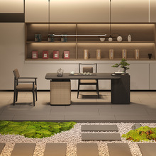 GW-2476新中式茶桌椅组合现代高级感实木茶台椅组合办公室家用大