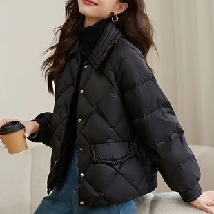 2025 New Diamond Short down Cotton Jacket Women's Winter Small Casual Loose Thin Cotton Jacket Women