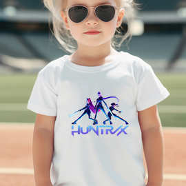 KPOP HUNTRX韩国跨境热销猎魔女团周边精梳棉短袖中小儿童T恤0906