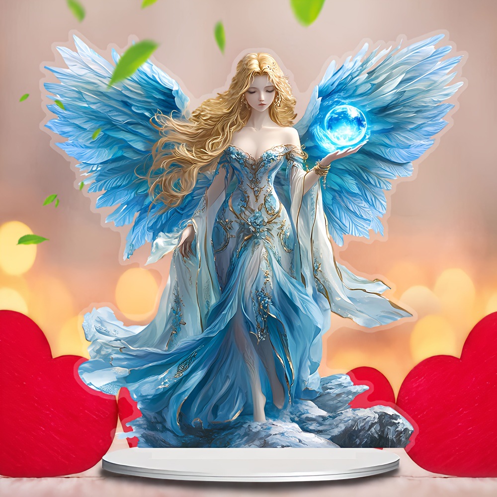 anjo da guarda de asas azuis / 20cm
