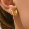Fashionable trend matte golden earrings, Korean style, simple and elegant design, pink gold