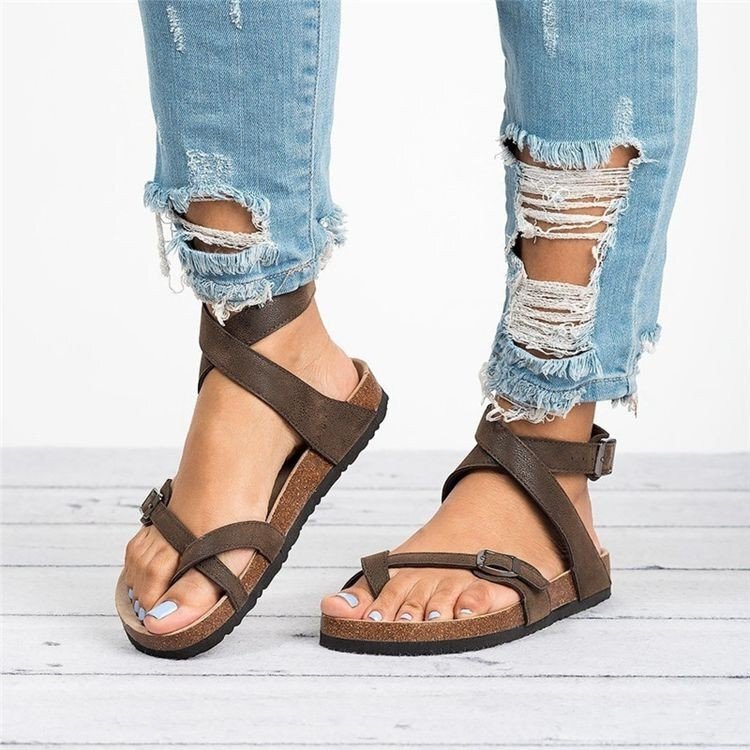 Wish Amazon 2025 Summer European and American Large Size Sandals Cork Sole Roman Thong Toe Buckle Strap Sandals for Women Wish Amazon 2025 Summer European and American Large Size Sandals Cork Sole Roman Thong Toe Buckle Strap Sandals for Women