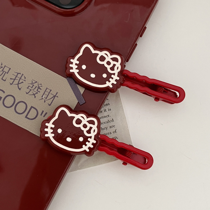 韓国語版の漫画赤 KT 猫子供のヘアピンかわいい甘い女の子のヘアピンカモノハシクリップ女の子のヘアアクセサリー卸売|undefined