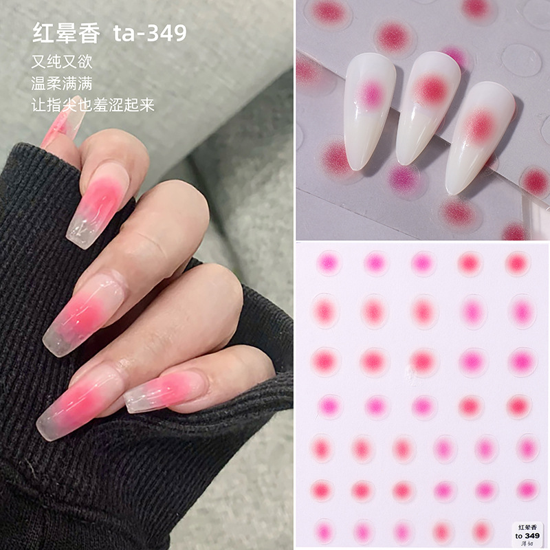 Uñas rubor pegatinas hielo transparente Jade grasa pegamento manchas amor Internet celebridad linda chica pequeño patrón decoración ultra-Delgado a prueba de agua