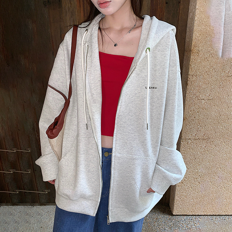 连帽卫衣外套韩系女士秋冬季休闲2025新款开衫拉链加厚卫衣上衣服|undefined