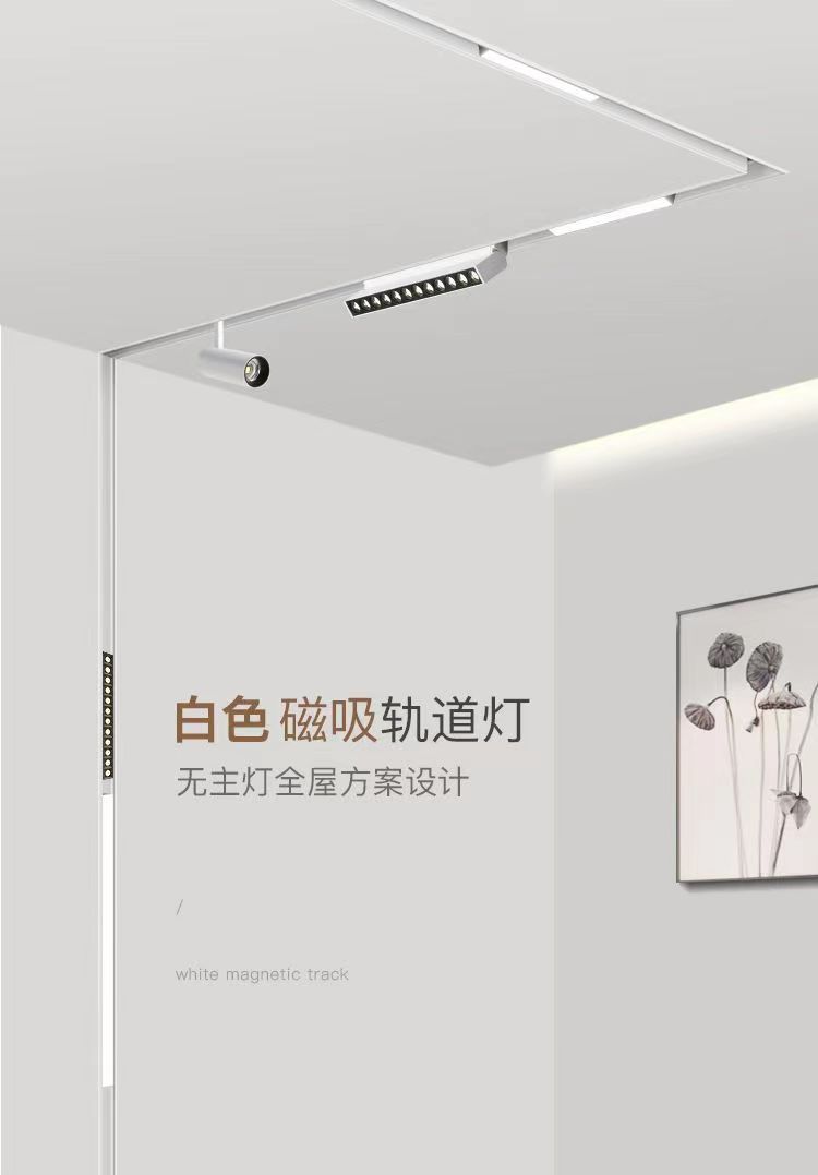 超薄磁吸轨道灯迷你明装白色矮款极窄嵌入式预埋导轨磁吸射灯无主-阿里巴巴