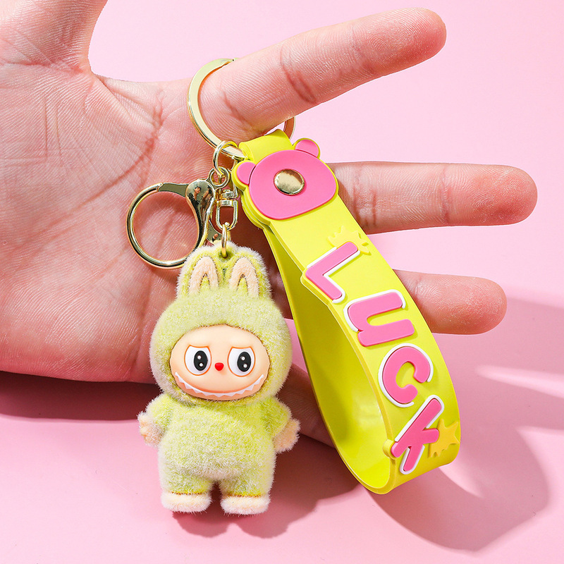 Labubu ラブブキーホルダー漫画出っ歯少年人形スクールバッグペンダント車のキーチェーン小さなギフト卸売|undefined