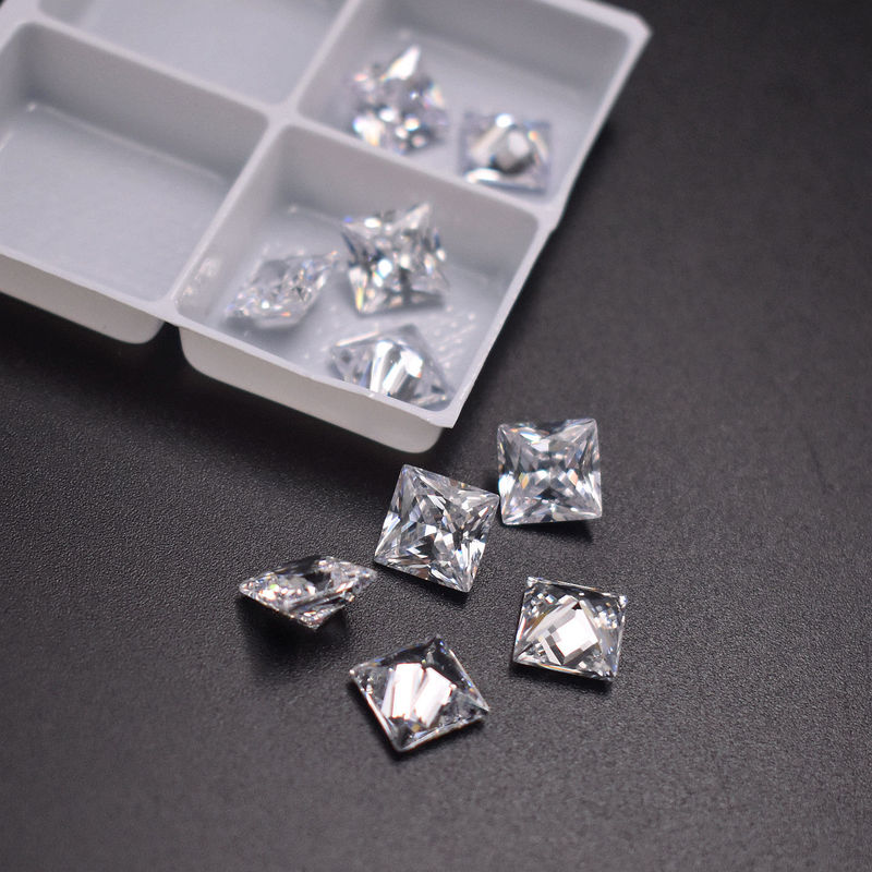 1X1Mm-12X12Mm White Square Gemstone Princess Cut Zircon Loose Stone for Earrings, Rings, and Ring Settings