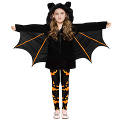 2025新型ハロウィーン子供服コウモリマント猫女服パーティーコスプレ衣装