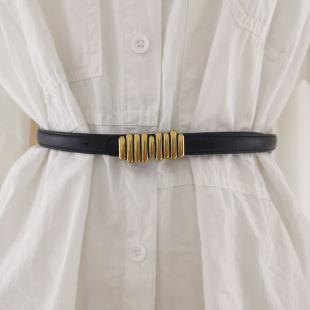 Spot cowhide belt women's fashion all-match suit waist dress decorative belt women's fine style