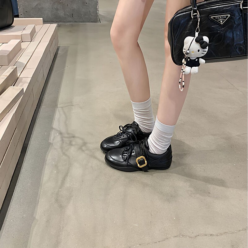 羊皮版~软底百搭德训鞋女2025新款复古休闲运动鞋轻便系带阿甘鞋|undefined