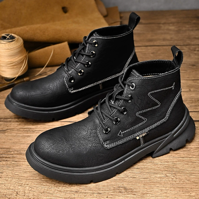 Осенняя мода новые высокие ботинки Martin мужские мотоциклетные ветряные рабочие мужские туфли толстые подошвы увеличенные мужские модные сапоги