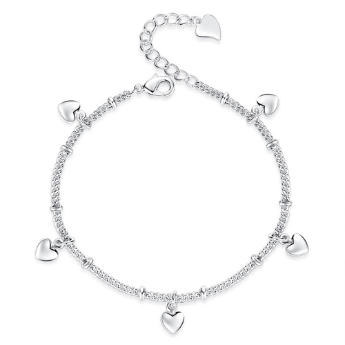 Japanese and Korean version of new silver-plated hand jewelry creative bracelet wholesale women's fashion heart-shaped heart-shaped rhinestone love bracelet
