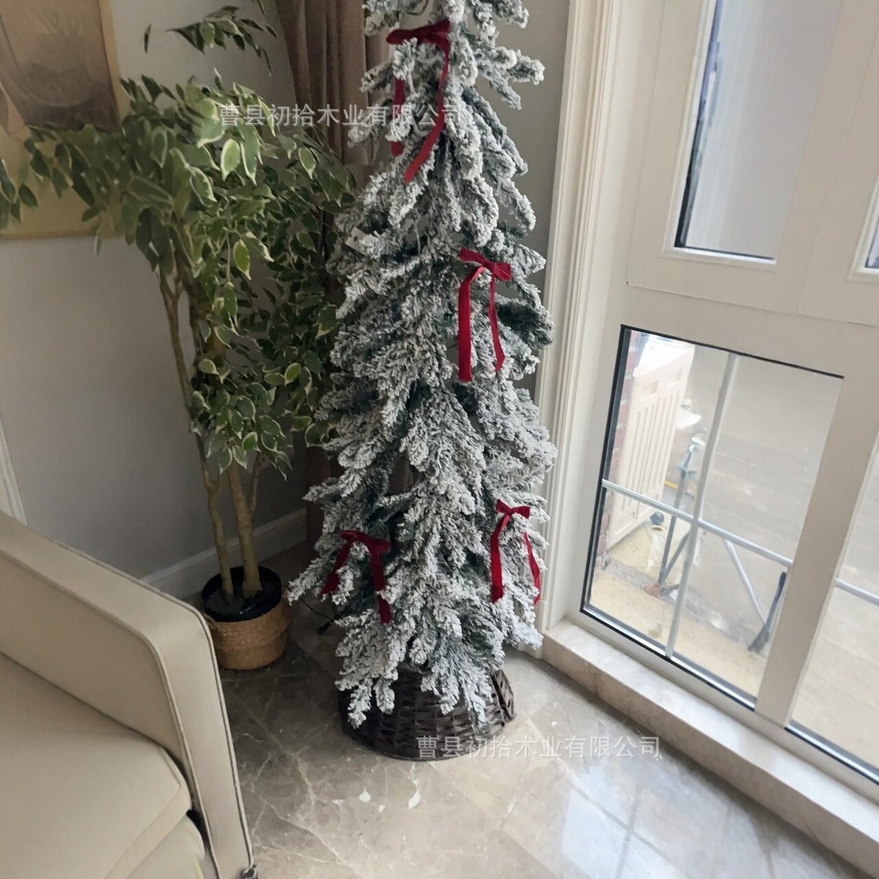 Árbol de Navidad bambú trenzado pie de árbol canasta falda marco redondo valla en árbol de Navidad retro nórdico decoración base