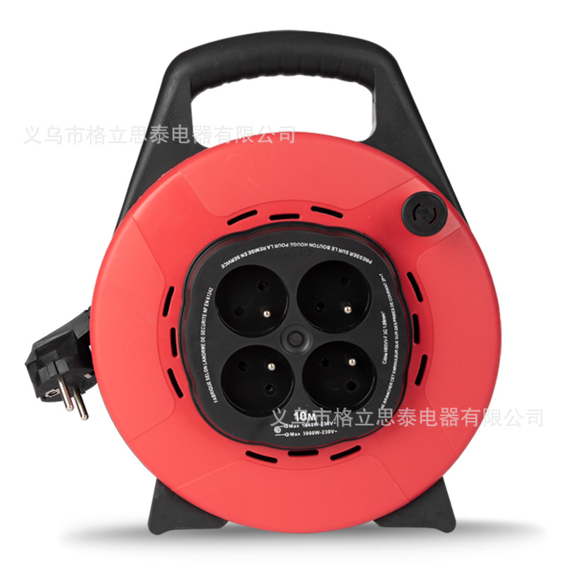 Gelistar法式卷盘便携式手提10米接线板法式线盘插座拖线板插板