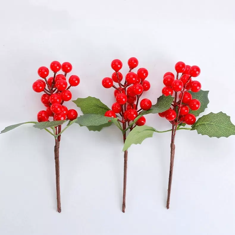 仿真小红果发财果年宵花圣诞装饰家居餐桌摆件假花小红果