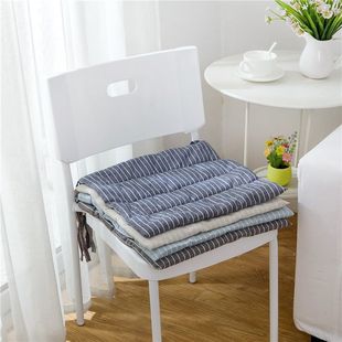 Simple Striped Thin Cushion Cotton Linen Japanese Style Artistic Dining Chair Cushion Non-Slip Breathable Office Summer Student Chair Italian Style