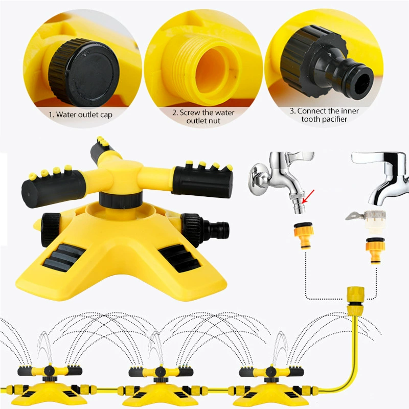 Горячая продажа на 360 градусов автоматическое вращение тройной вилки спринклер для орошения вращающийся спринклер для полива для дома на складе