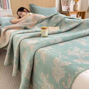 2025 Blanket New Style Pure Cotton Three-Layer Yarn Towel Quilt Pure Cotton Office Lunch Break Blanket Sofa Cover Blanket