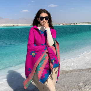 2025 Retro Ethnic Style Shawl for Playing and Taking Photos, Casual, Comfortable and Breathable Scarf with Large Cape Travel Cloak