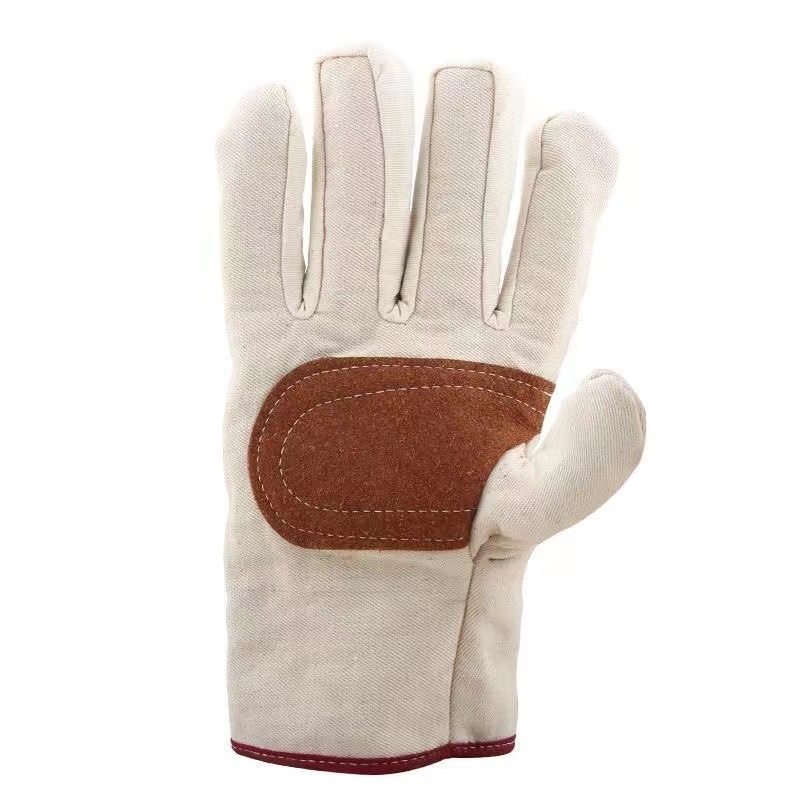 Steel gloves, canvas special welders' non-stainless railway special gloves, durian anti-thorn and heat-insulating double-layer gloves