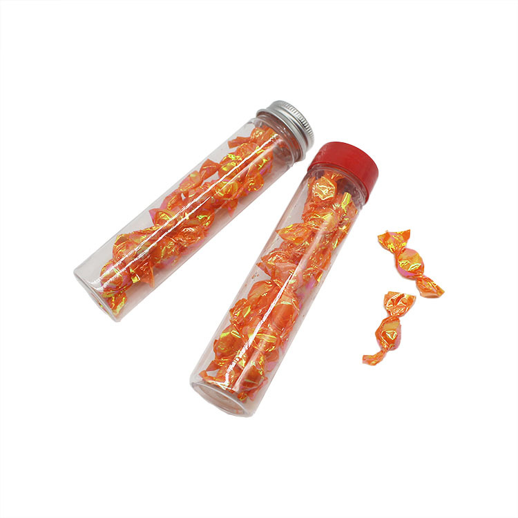 Fabricante en stock 110ml plata cubierta de aluminio transparente PET tubo de ensayo botella máscara botella caramelo tubo de ensayo cable de datos tubo de ensayo