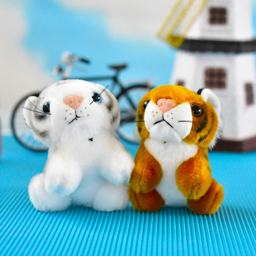 Cross-border cute little tiger plush pendant, realistic tiger pendant, bag charm, keychain gift, mini figurine