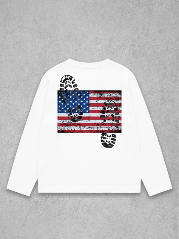 アメリカンストリートヒップホップスタイルY2Kトレンディな国旗夏の漫画の男性と女性のプリントルーズTシャツ個性多用途クロスボーダー|undefined