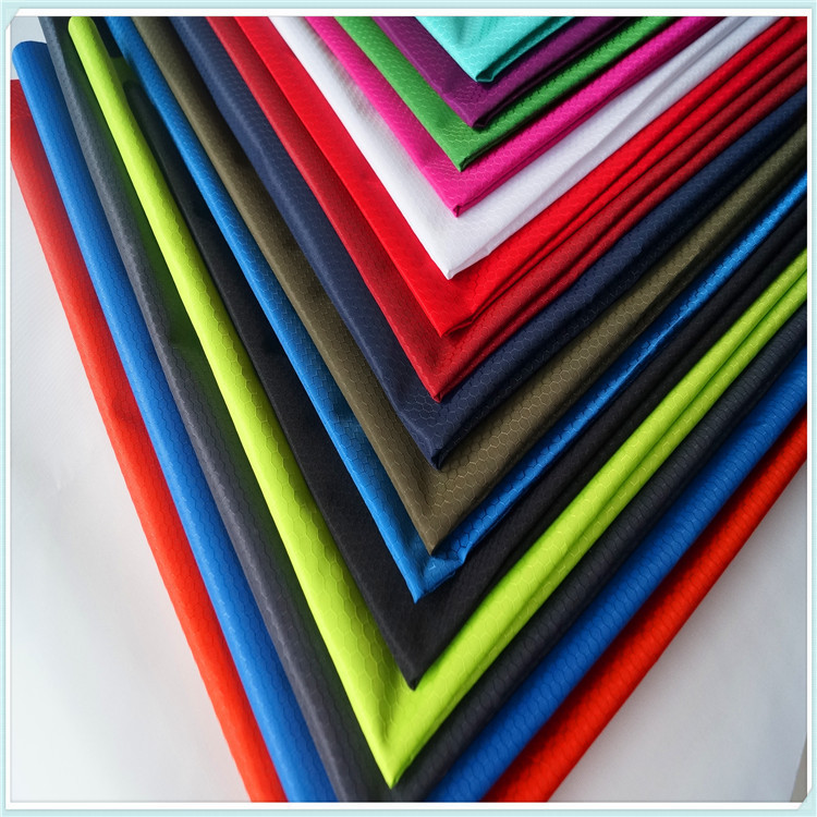 In stock 420 polyester Oxford cloth honeycomb grid hexagonal rhombus small football waterproof PU fabric bag shoes material fabric