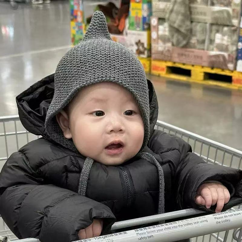 婴儿帽子洋气百搭小月龄外出毛线帽超萌可爱宝宝春秋针织帽保暖帽|undefined