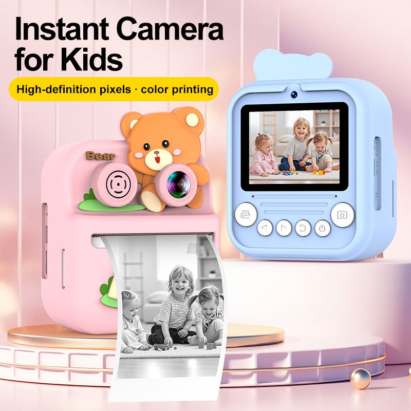 La nueva cámara de impresión S3 Photodex frente y detrás de la cámara dual HD puede grabar video para niños adorable cámara de impresión