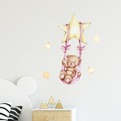 新款AD9005盪鞦韆小熊星星臥室客廳玄關家居牆面裝飾牆貼紙自粘