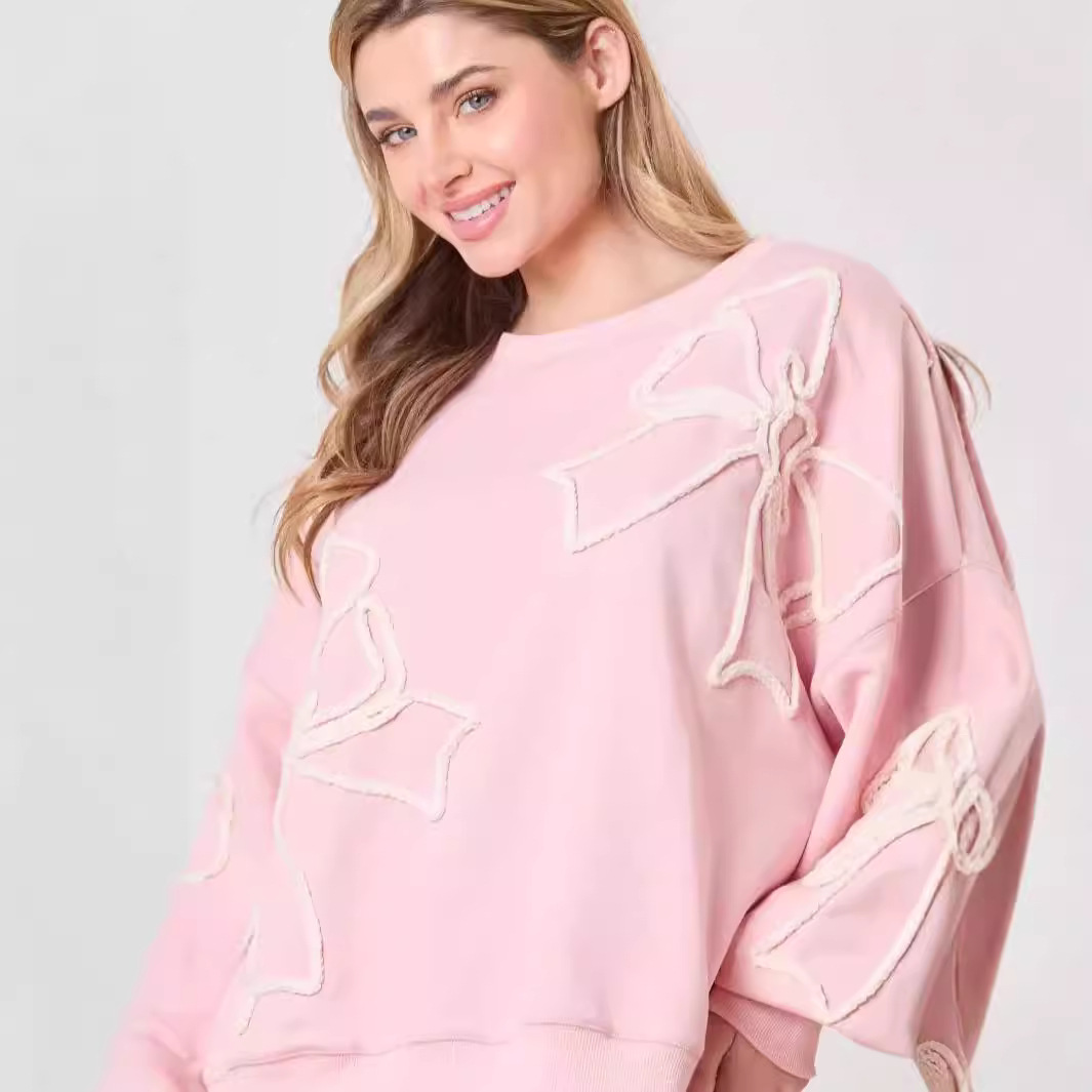 Women's Clothing 24 summer hot selling models independent station casual bow mid length sweatshirt for women_voghion.com