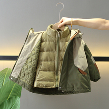 男童羽绒服冬装2025新款儿童三合一冲锋衣校服宝宝男孩白鸭绒外套