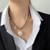 Small design chain for key bag , minimalistic fashionable necklace from pearl with letters, trend of season