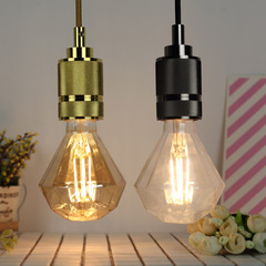 復古異形燈平頂鑽石金色透明LED硬燈絲臥室客廳酒吧裝飾個性燈泡
