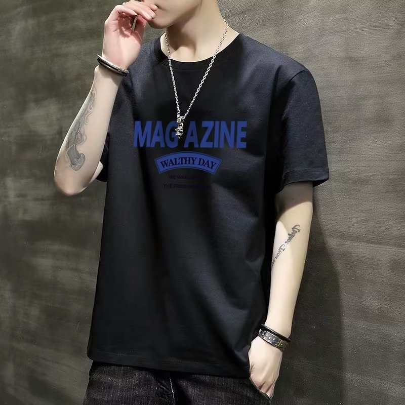 Camiseta 2024 nueva marca de moda masculina de manga corta verano más grasa suelta ropa de media manga ropa de verano con sensación de hielo