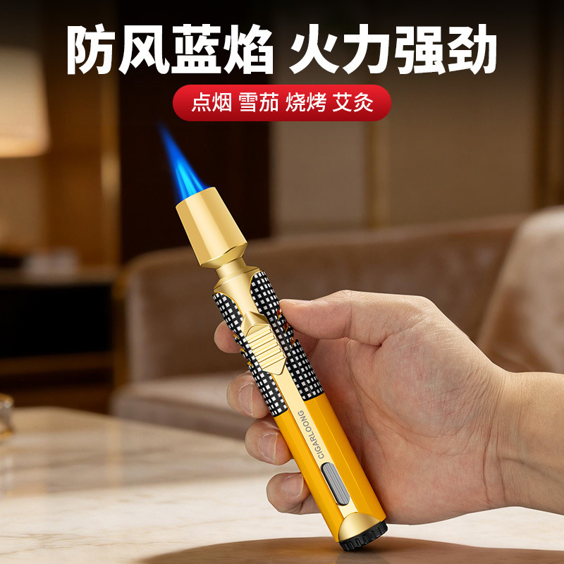 Cigar Lighter with Triple Flame, Blue Flame, Windproof, Cuban Cigar Lighter, Igniter Cb-26Cx