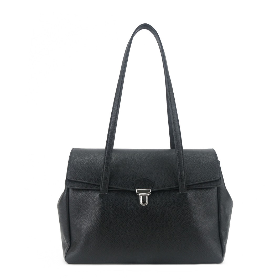 2026 Spring Genuine Leather Tote Bag Lychee Grain Large Capacity Women's Clasp Design Fashion Commuter Shoulder Bag - Thumbnail 4