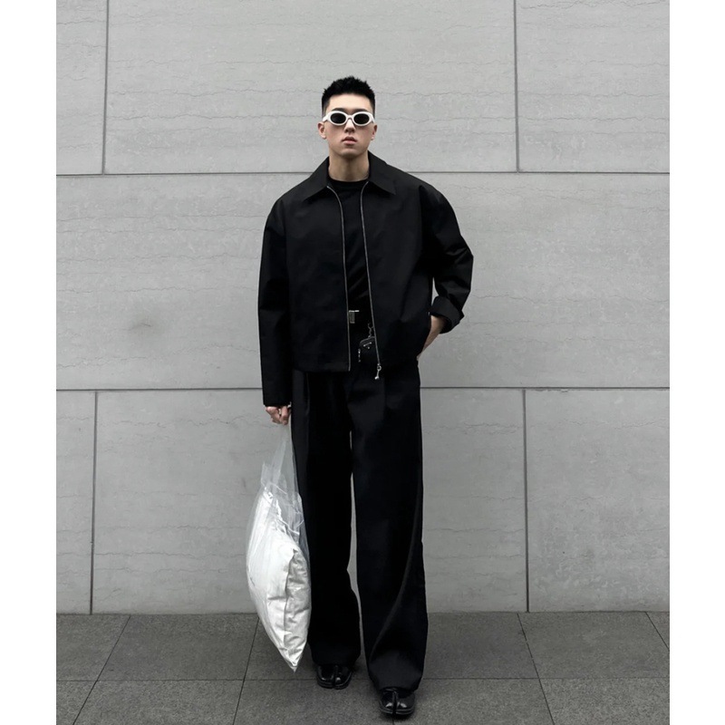 Auticup美式短款立领cleanfit夹克宽松简约设计感拉链vibe风外套|undefined