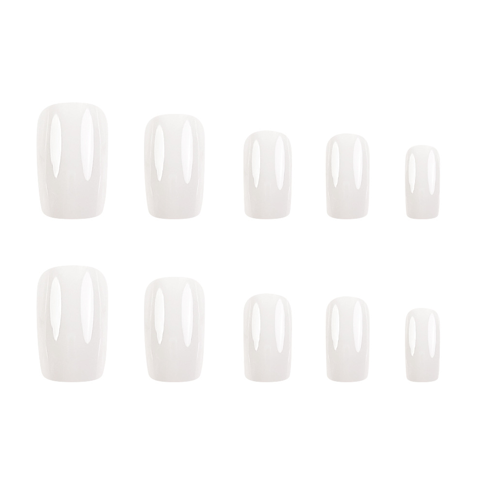 Comercio extranjero más vendido blanco leche puro brillante manicure minimalista de alto nivel viento desgaste de uñas 24 piezas de parche de uñas