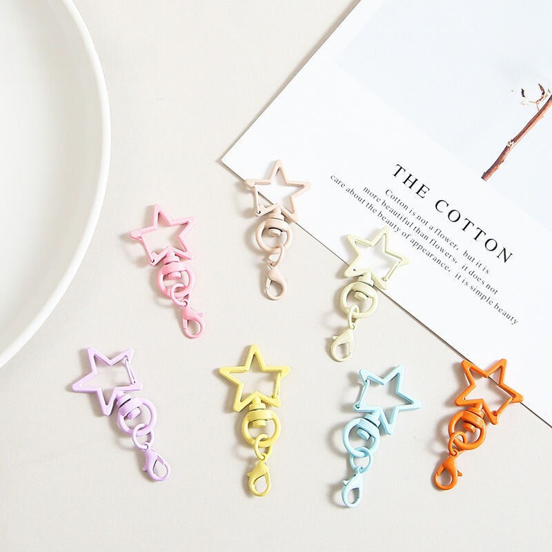 Colorful painted pentagram with lobster clasp accessory DIY parts wholesale zinc alloy rotating keychain pendant Colorful painted pentagram with lobster clasp accessory DIY parts wholesale zinc alloy rotating keychain pendant