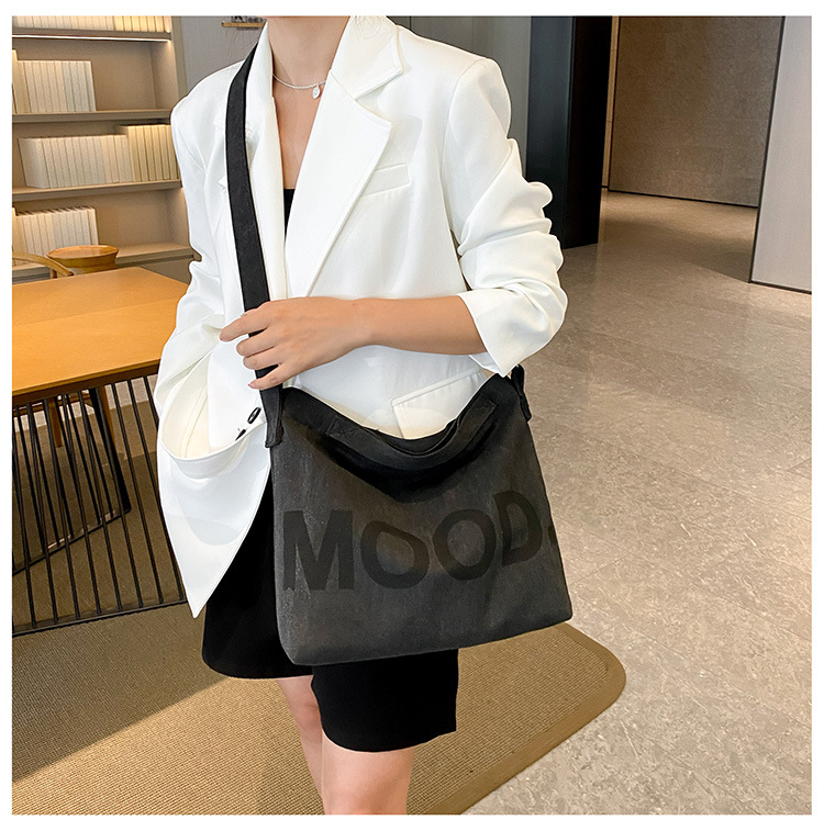 Canvas bag, large-capacity crossbody, ins Korean version student tote bag, single-shoulder girls' tutorial bag, hand-held shopping bag undefined