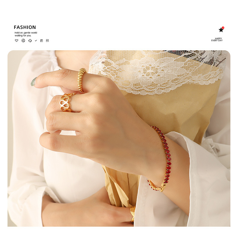 Ethnic Style Geometric Titanium Steel Zircon Bracelets Necklace