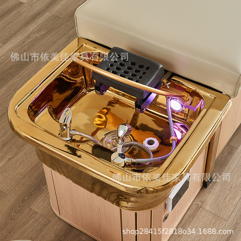 Cama de lavado de cabello con calentador de agua de fumigación integral de circulación de agua para masaje de todo el cuerpo para salón de belleza de orejas especial para peluquería